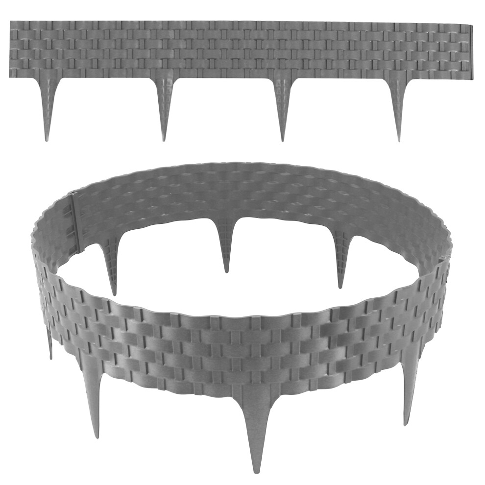 Lawn Edging, Rattan Look Grey 8X80 Cm Modules, Plastic Flower Bed Edging For Flower Beds And Lawn Borders 4251682529617