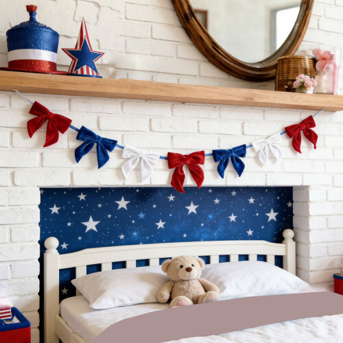 Happy velutinous Ribbon String Lights Embellishment Great-Blue 1