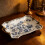Elegant Retro Ceramic Fruit Bowl With Alloy Handle-bluewh1te 3