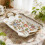 Elegant Retro Ceramic Fruit Bowl With Alloy Handle-bluewh1te 7