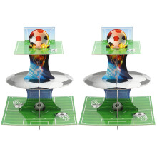 4Sets Tiered Kuchenständer Mehrfarbig Fußballmotiv Papier Für Party