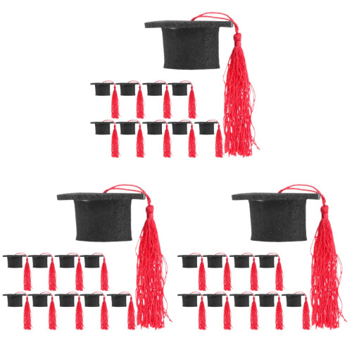 30Pièces Bouchons Chapeaux Rouges Mini Graduation Pour Bouteilles