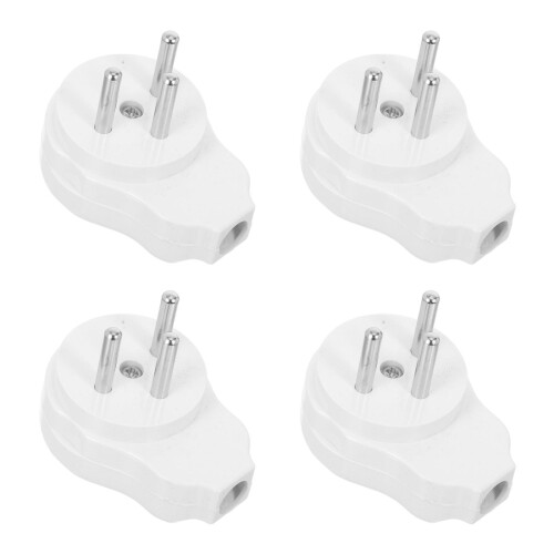 4Pcs White Male Electrical Plug 16A Pc Copper Repair Replacement Ends