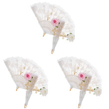 6Pièces Éventails Manche Dentelle Pour Animation Cadeau