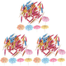 150Pcs Assorted Color Wooden Cocktail Umbrellas Picks for Party Decor