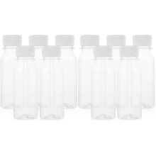 10Pcs Transparent Plastic Milk Bottles Leakproof Beverage Storage Jars