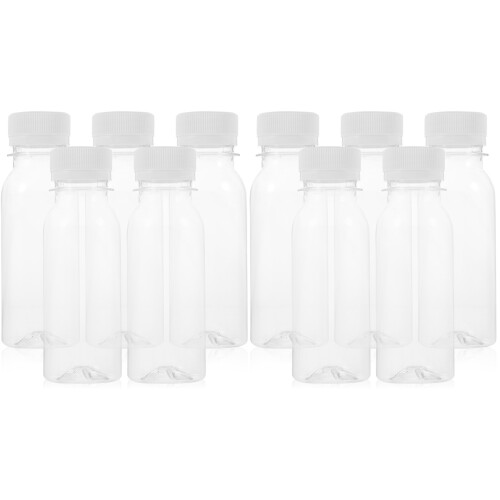 10Pcs Transparent Plastic Milk Bottles Leakproof Beverage Storage Jars