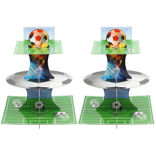 4Sets Multi-Layer Football Themed Cake Holder Cupcake Display Stand