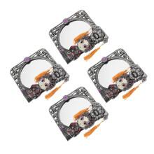 4Pcs Elegant Vintage Desktop Makeup Mirrors Decorative Glass Metal