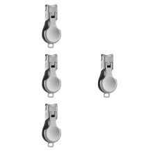 4Pcs Silver Wide Jaw Nail Clippers Stainless Steel Mini Manicure Tools