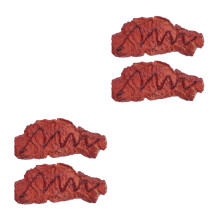 4Pcs Brown Artificial Steak Prop PVC Fake Meat for Culinary Display