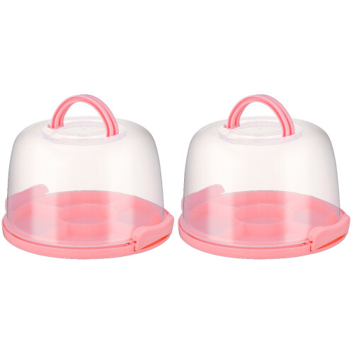 2Pièces Conteneur À Gâteaux Rose Couvercle Sécurisé