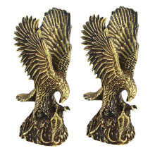 2Pcs Solid Brass Eagle Figurines Vintage Style Coffee Decor Sculptures