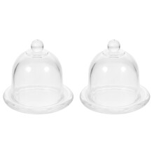 2Pcs Glass Cake Holder with Dome Elegant Covered Dessert Plate