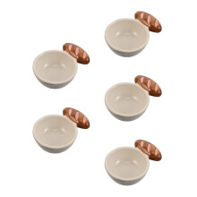 5Pcs Small Ceramic Sauce Dishes with Handle Beige Condiment Bowls