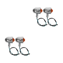 4Pcs Lightweight Metal Motorcycle Indicator Lights Retro Style Silver