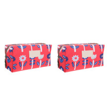 2Pcs Multifunctional Red Makeup Bag Soft Cosmetic Travel Organizer