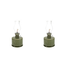 2Pcs Green Ceramic Antique Style Kerosene Lamp Decorative Home Light
