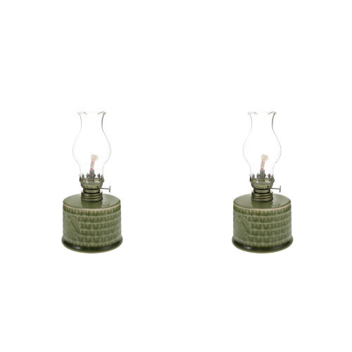 2Pcs Green Ceramic Antique Style Kerosene Lamp Decorative Home Light