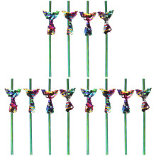 12Pcs Assorted Color Mermaid Tail Cocktail Paper Straws for Events