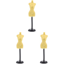 3Pcs Small Resin Doll Clothes Mannequin Stand Yellow for Home Decor