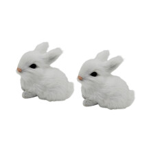Figurine de lapin de Pâques réaliste, jouet de lapin,-Blanc