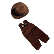 Tenue de photographie avec chapeau pour nourrissons, simple-Brun
