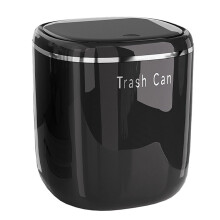 Mini poubelle à couvercle rabattable en crème, en plastique-Noir