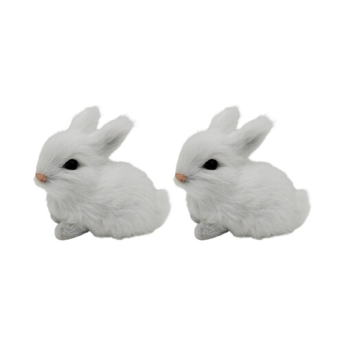 Easters Rabbit Figurine Realistic Rabbit Stuffe Farm-White