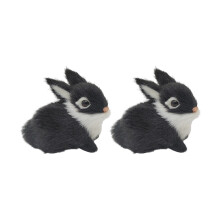 Realistic Plush Rabbit Figurines Lively Animal Easters-Black