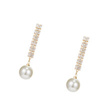 Fashionable Pearls and Zircon Tassels Earrings Elegant Drop