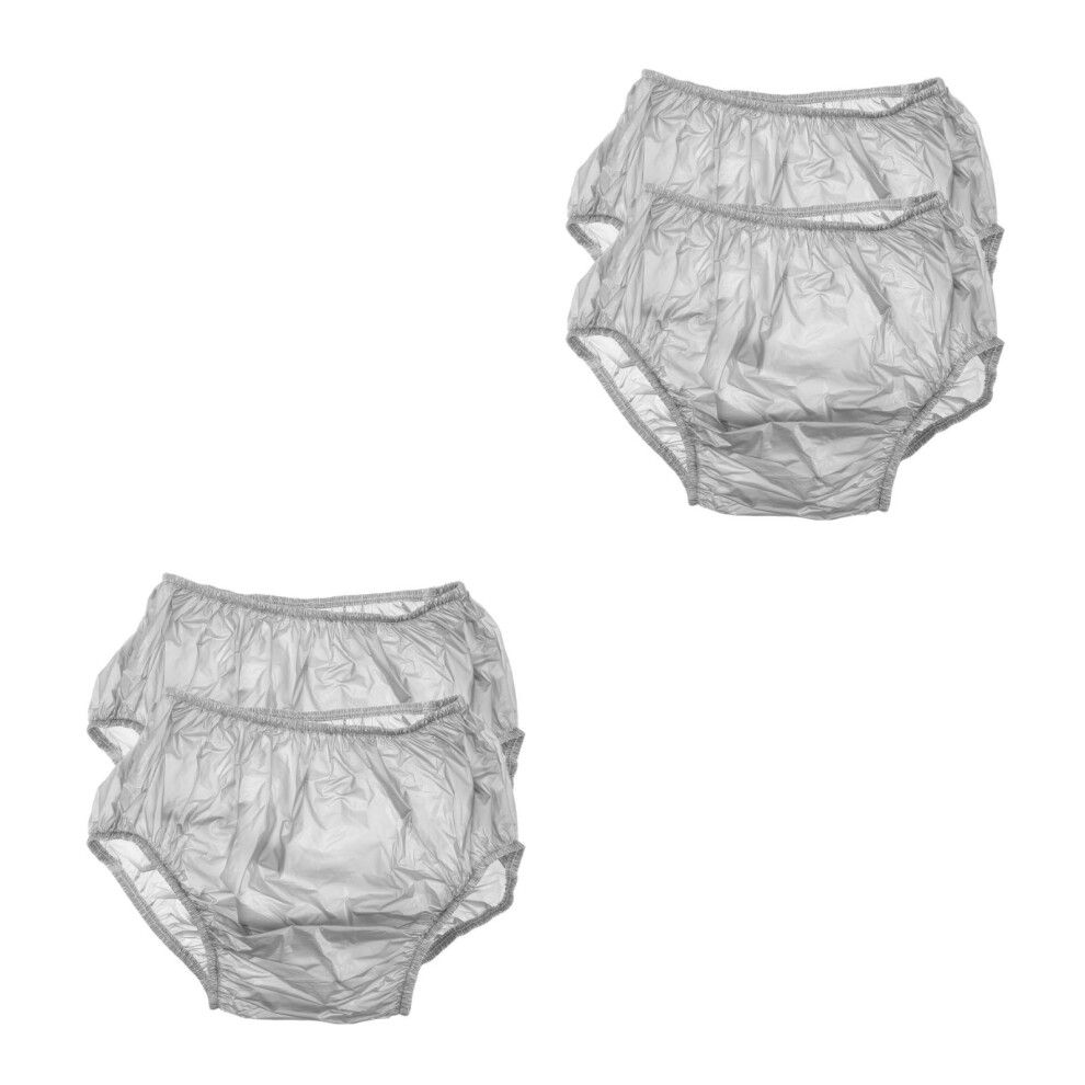 Artibetter Silver 4Pcs Pe Leakproof Adult Cloth Diapers Reusable Washable Nappies