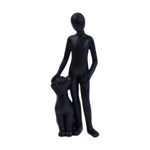 Artistic Resin Human and Dog Sculpture for Home-Black BY25091