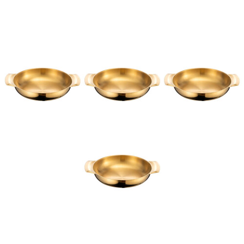 4Pcs Kitchen Use Golden Double Handle Cooking Pot Wear Resistant Pan
