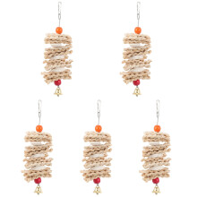 5Pcs Safe Natural Corn Husk Hanging Toy for Large Parrot Cage