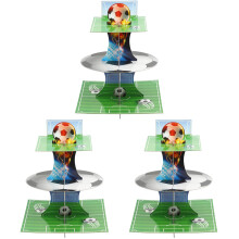6Sets Football Theme Paper Cake Stand 3-Tier Cupcake Display Holder