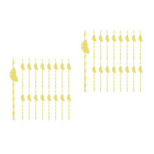 80Pcs Paper Drinking Straws Yellow Lemon Design for Party and Travel