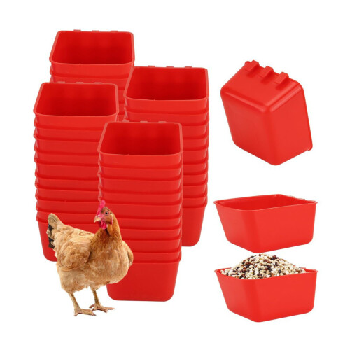 10 Hanging Chicken Feed Bowls Plastic 2