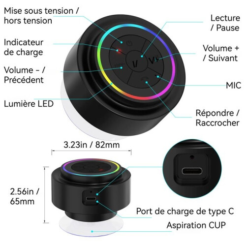 Bluetooth-luidspreker - HIGH-TECH & WELZIJN - Waterdicht - 3W - Handsfree - Niveau 7 1