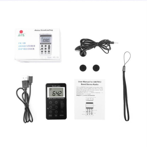 Draagbare radio - ONEVER - Mini AM/FM - Digitale afstemming - Ingebouwde luidspreker - USB 2