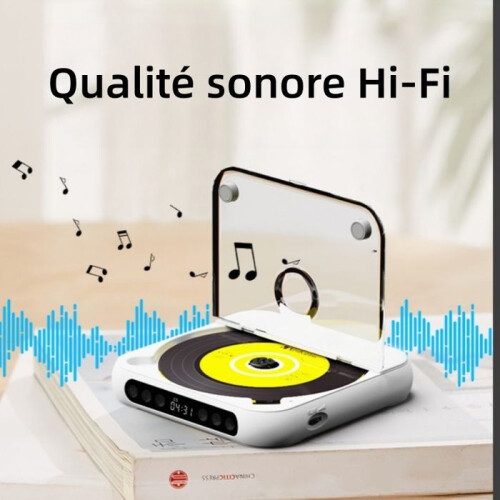 Συσκευή αναπαραγωγής CD, Bluetooth, Φόρτιση Type-C, AUX, οικιακό ηχείο, Ποιότητα ήχου HD, λευκό 2