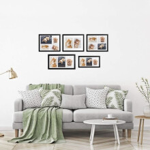 bomoe Multi Fotocollage Frame Muurbevestiging - voor 4 foto's (1x 15x21cm) en (3x 10x15cm) - Afmetingen: 37,5x30x2,5cm - Zwart -