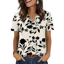Womens Tops V Neck Short Sleeve Shirts Casual-Dark Grey S