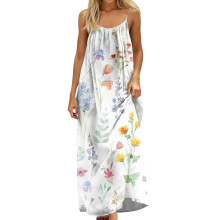 Women Backless Cami Dress, Summer Casual Sleeveless-Beige XL