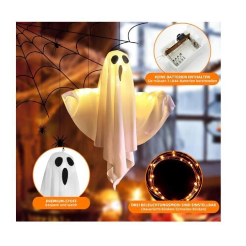 Halloween Decoration - Unspecified - Hanging Ghosts - 2 Pcs - LED Lights - 20 Inches 1