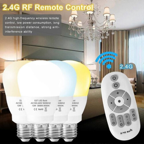 E27 dimmable LED bulbs AC85-265V 12W with RF wireless remote control 2