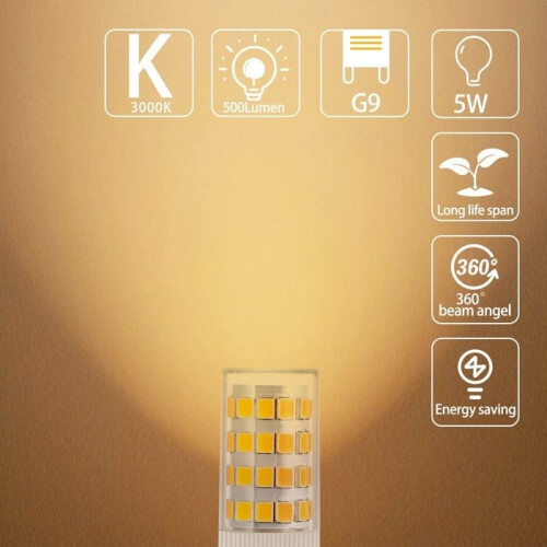 Λαμπτήρας LED G9 - 5W - Θερμό Λευκό - 3000K - Συσκευασία των 10 2