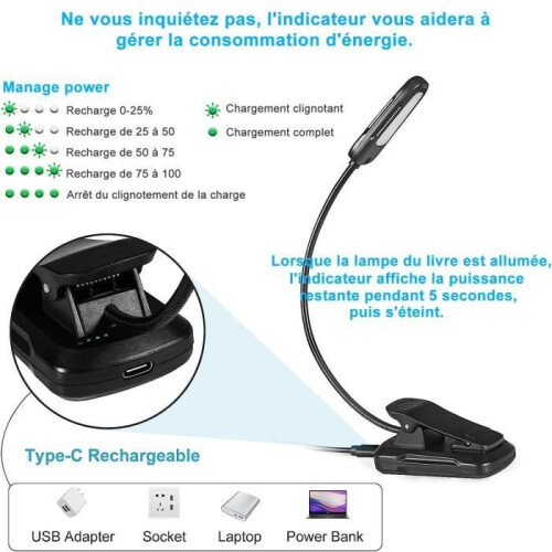Reading Lamp - AUDBURN - Rechargeable - 3 Brightness Modes - 360 Flexible - LED 2