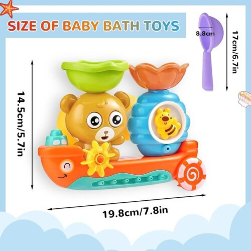 Bath Toy - Bear and Bee - Non-toxic Plastic - Powerful Suction Cups - Ideal Gift 1