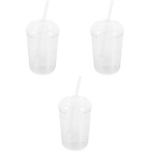 3Pcs Reusable Glass Beverage Cups with Lid and Straw for Cold Drinks